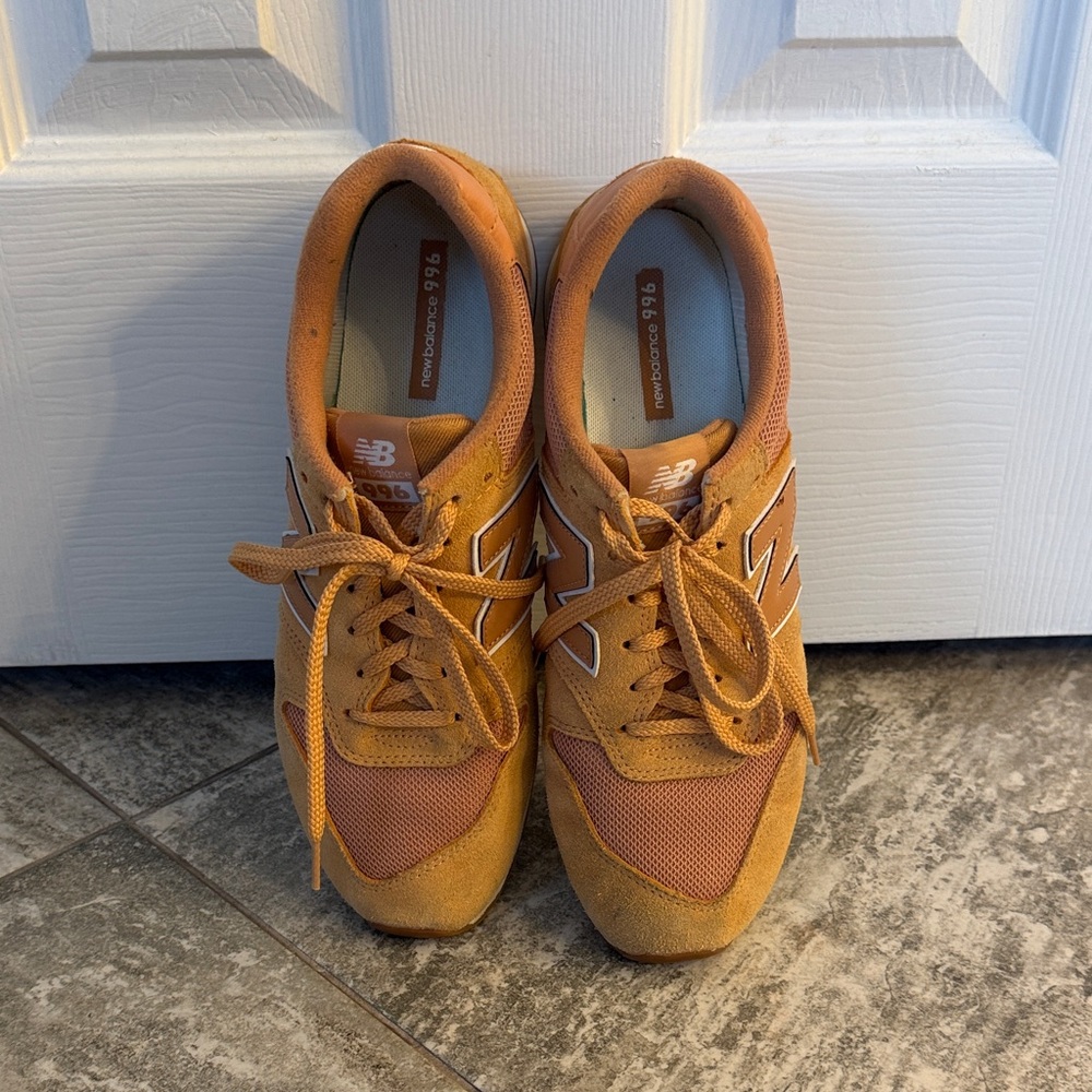 New Balance Women’s Orange Suede & Mesh Sneakers